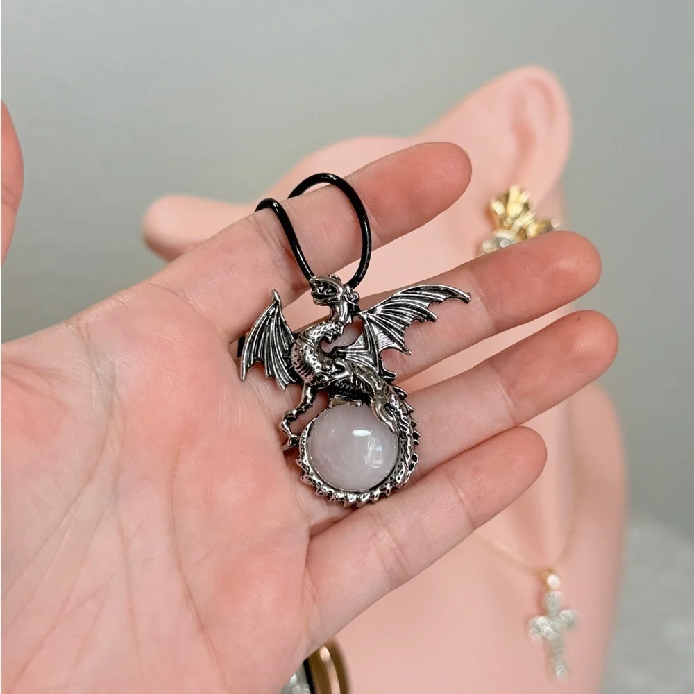 Silver Dragon Pendant Necklace For Men & Women.